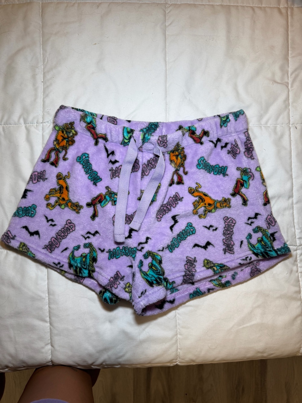 Lilac Scooby-Doo Plush Pajama Shorts with Drawstring